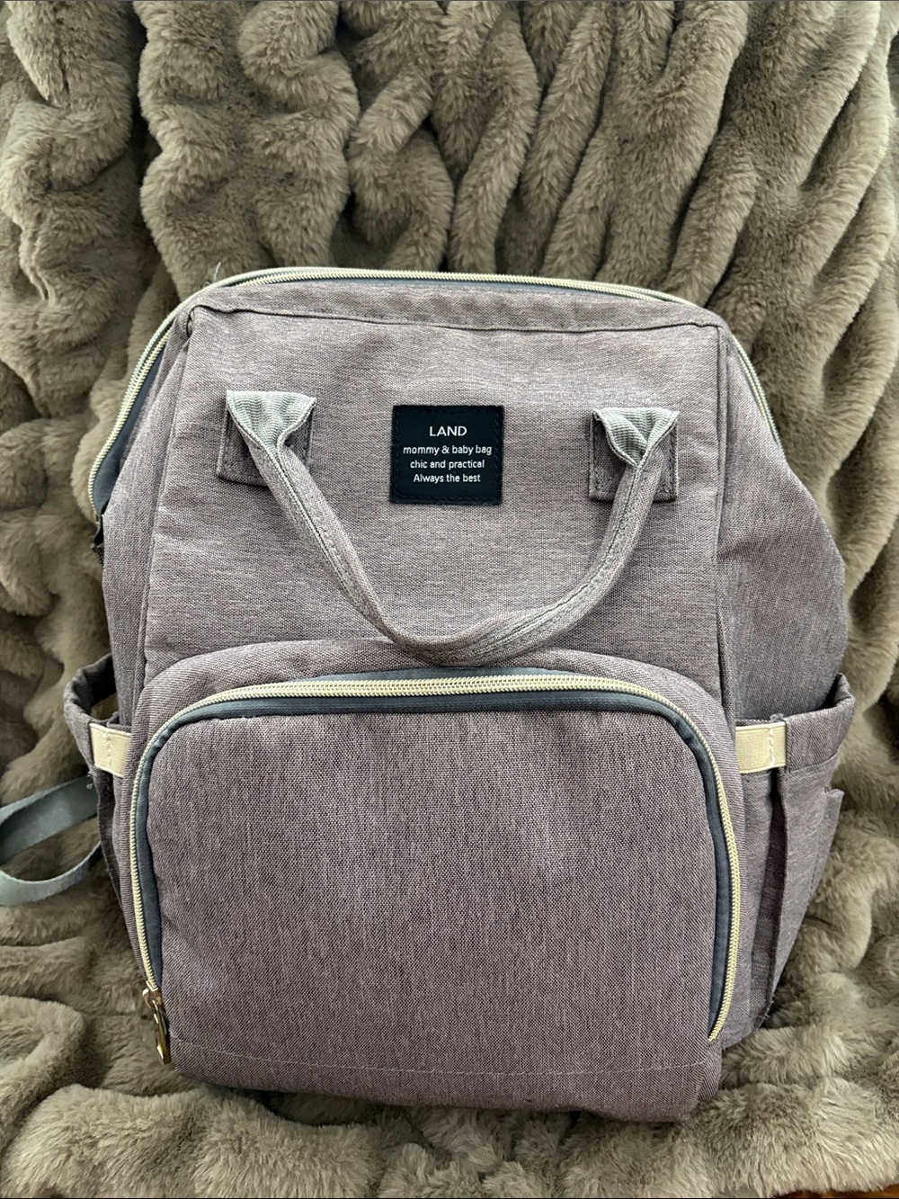 LAND Dusty Taupe Mommy & Baby Backpack